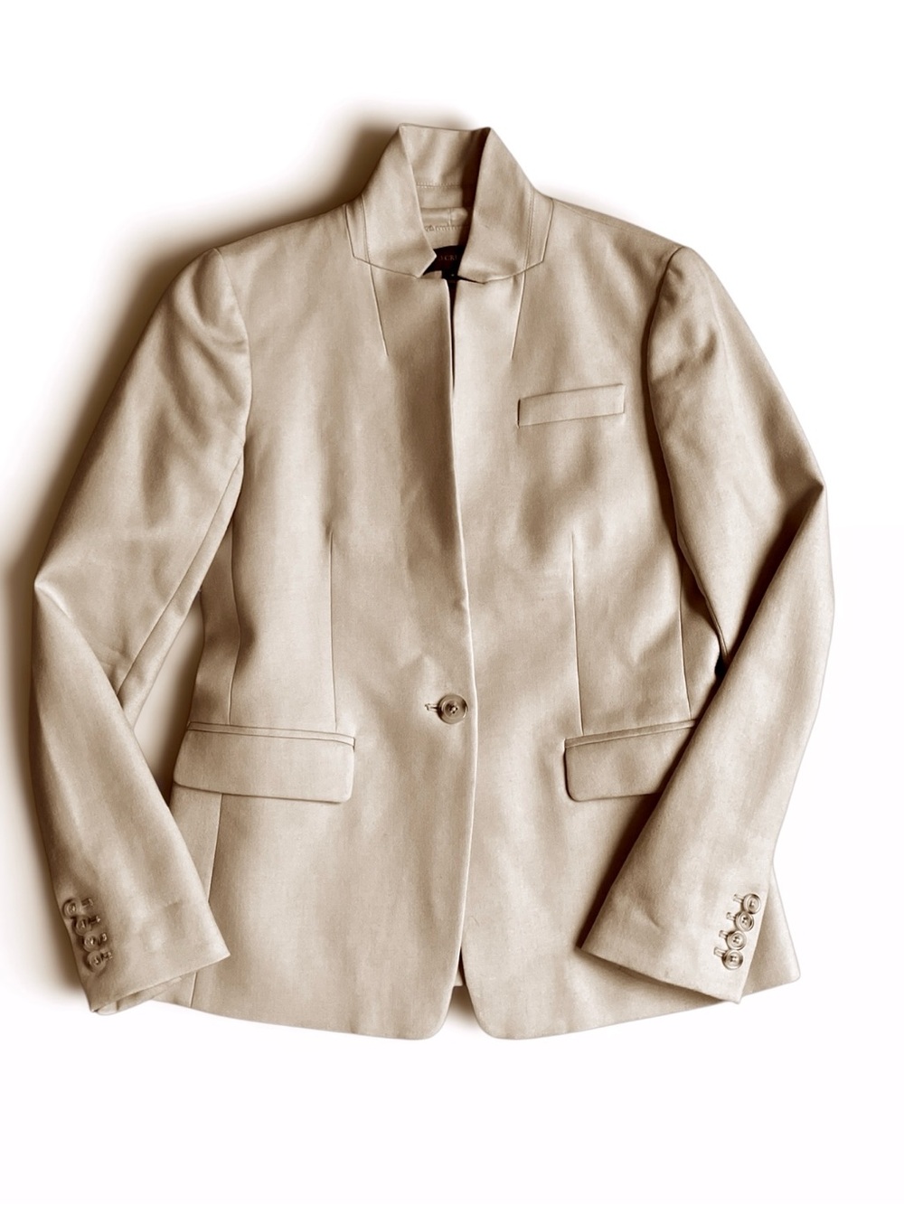 J. Crew Women’s Wool Blazer Beige Tan One Button Suit Jacket Size 4 - Picture 4 of 13